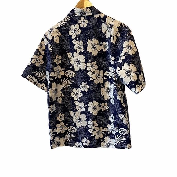 Blue Hawaiian Print Button Up Collared Shirt XL - Picture 3 of 9